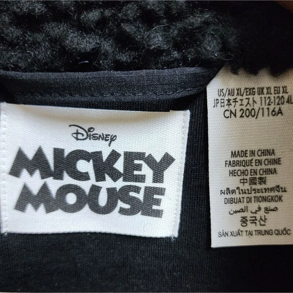 Disney Black Full Zip Embroidered Fleece Jacket Mickey Mouse Adult XL Mousewear